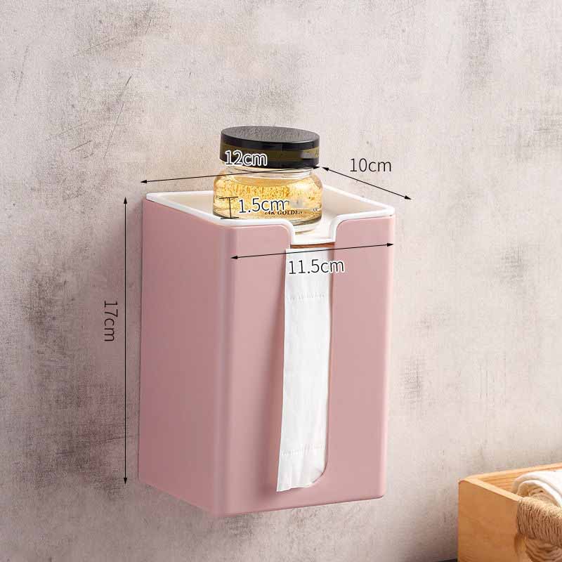 

Коробка для салфеток без перфоратора, настенный ящик для бумаги, кухонный туалет, многофункциональный ящик для хранения, ящик для бумаги 1PC розовый