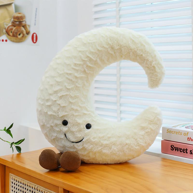 Moon Face Sun Plush Pillow With Soft Pp Cotton For Living Room Decor