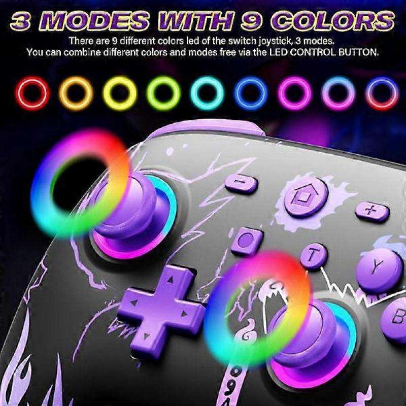 Controller für Nintendo Switch/OLED/Lite, Drahtloser Pro Switch Controller mit LED-Joystick/Bewegung/Vibration