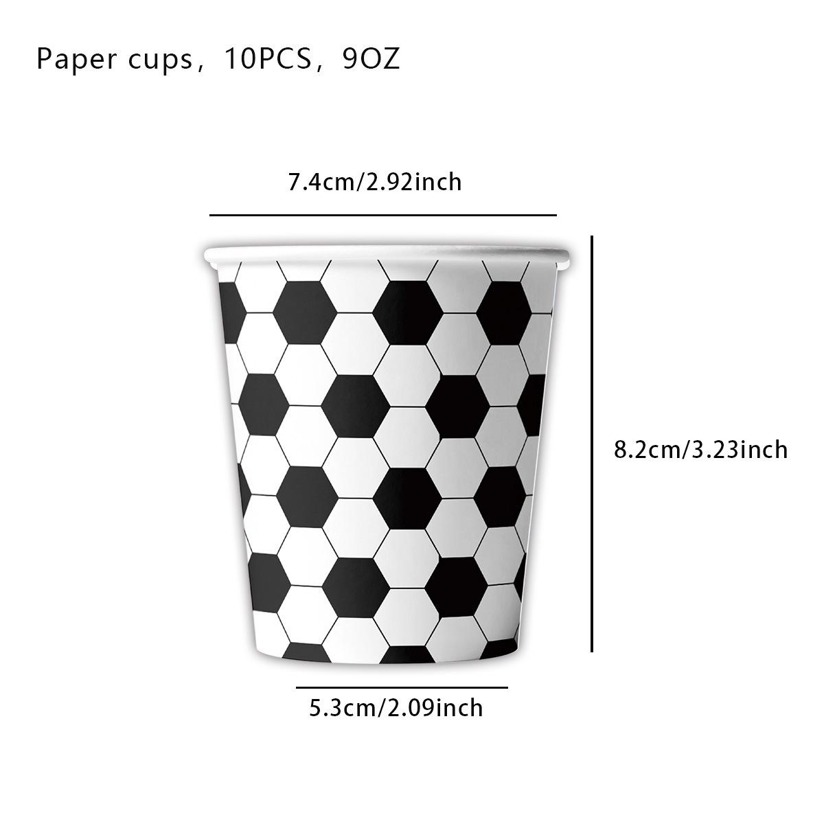 Black & White World Cup Football Party Tableware Set – Plates, Cups, Napkins, Tablecloth