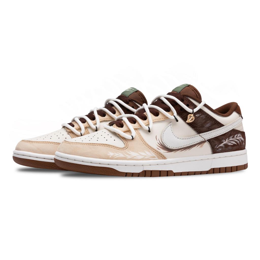 Nike Dunk Rice Fragrance Slip Resistant Abrasion Resistant Low top Skateboard Shoes Unisex White Brown HV1794-211(Team864-)