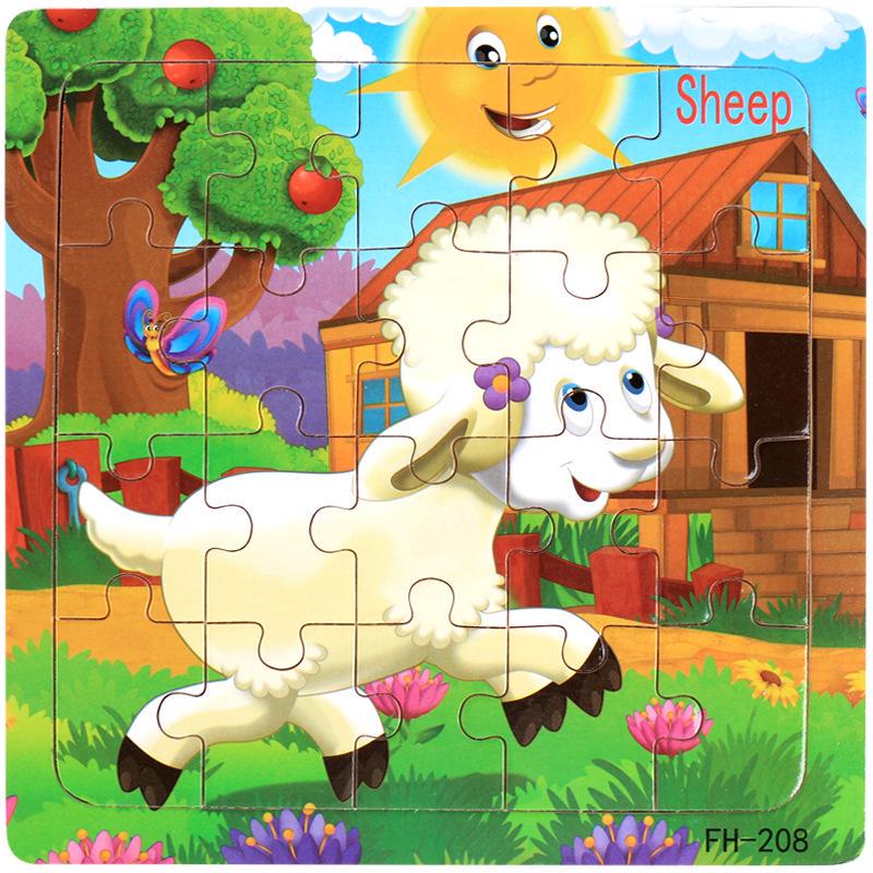 20-Piece Wooden Kids' Puzzle Board - Cartoon Animals