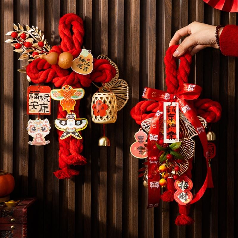 Handcrafted Cotton Thread Auspicious Knot Ornament New Year Pendant for Holiday Parties and Gifting