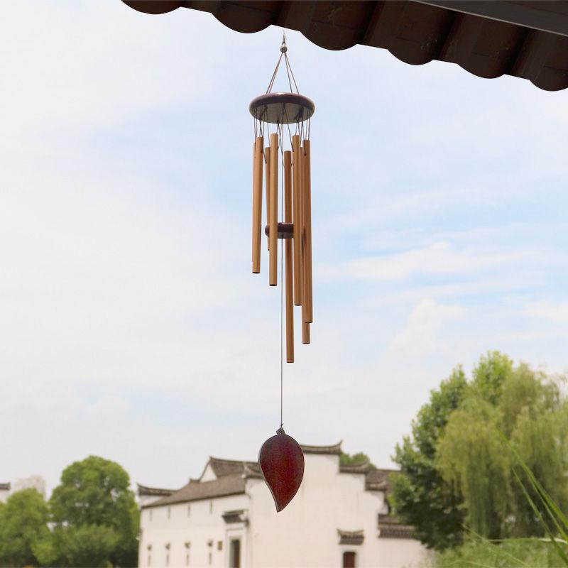 Classic 26 Inch Aluminum Pipe Wind Chimes With Wooden Hanging Tag Farmhouses Terraces Gardens Balcony Corridor Decoration