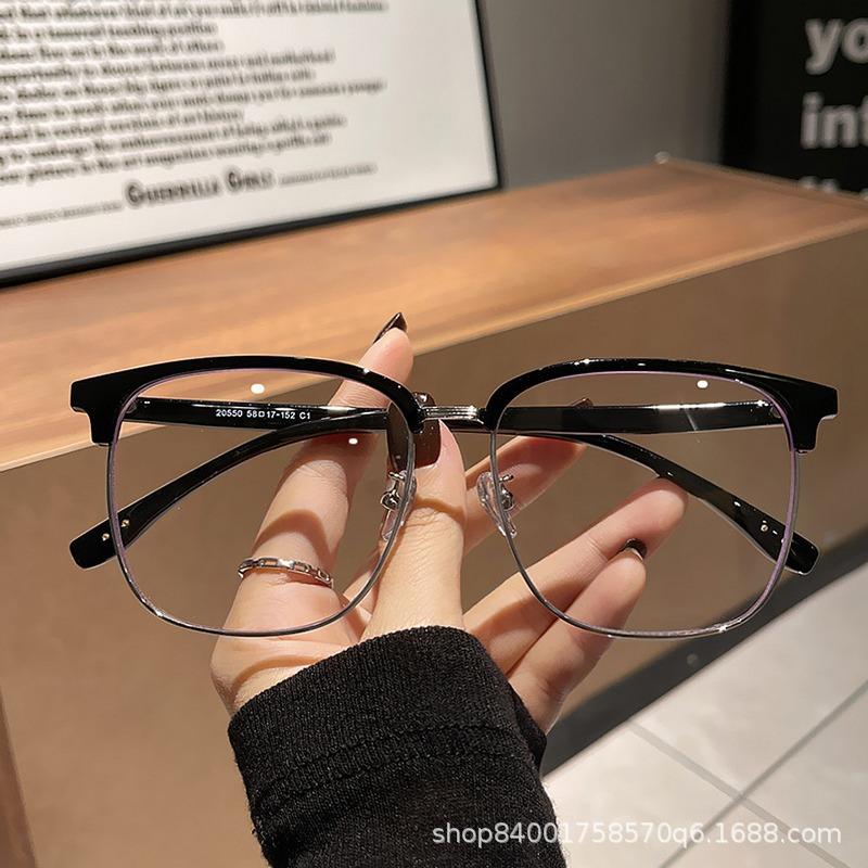 Enlarged And Widened Oversized Frame Half-Frame Glasses, Men'S Myopia Can Be Matched With Large-Size Eye Glasses, Frame, Big Face And Thin