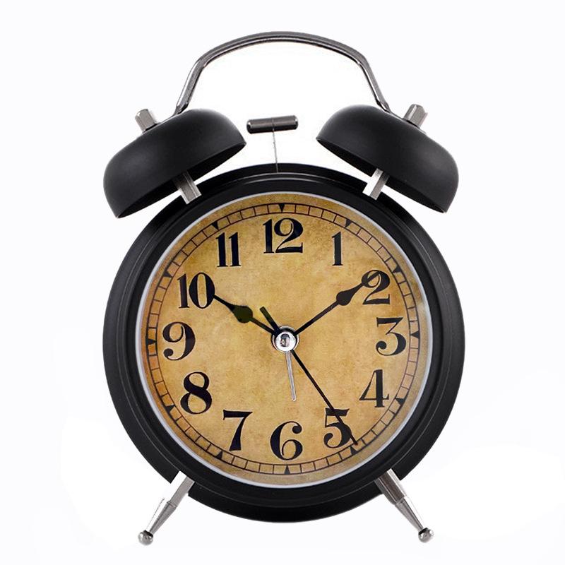 4" Silent Metal Alarm Clock with Light & Customizable Logo for Kids/Students