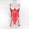 Women S Valentine S Day Cute Lace Trim Elastic Tight Camisole Bodysuit Sexy Lingerie