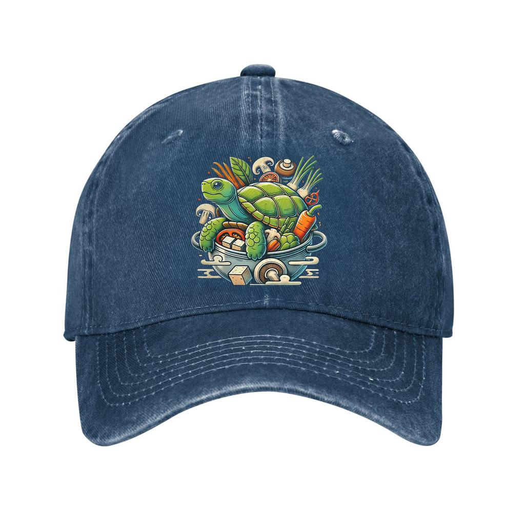 Cute Turtle Cooking Soup Baseball Cap Adjustable Cotton Dad Hat Cartoon Graphic Casual Sun Protection for Men Women