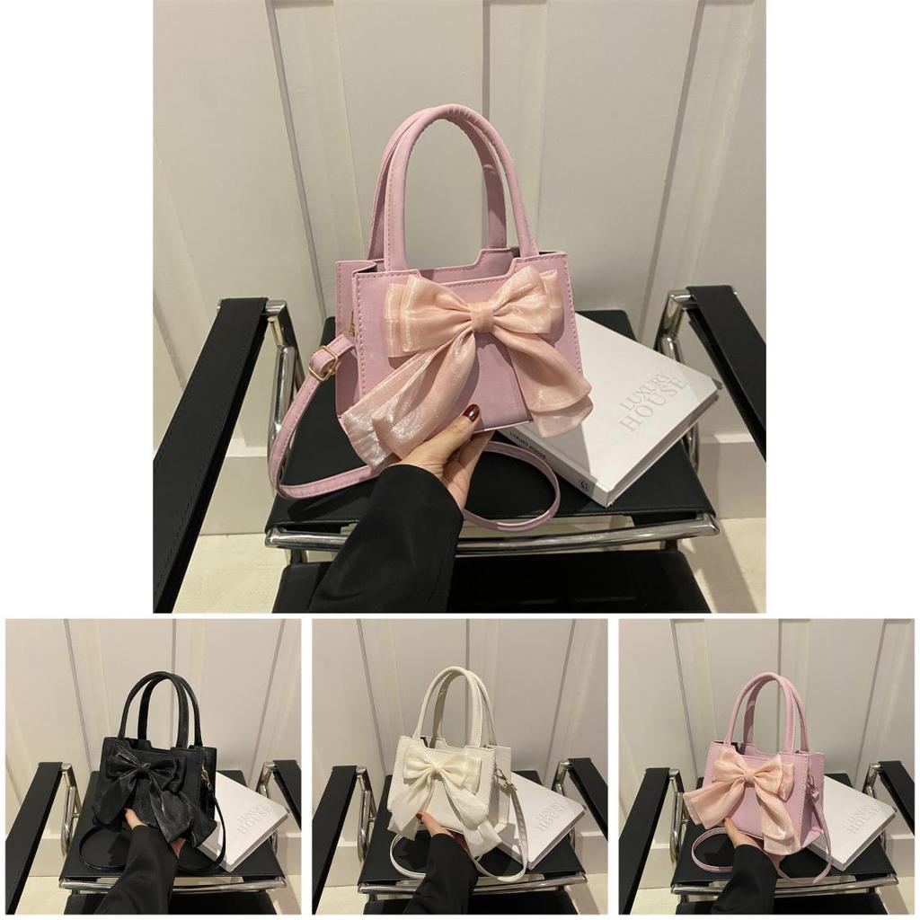 Stylish Fresh Fairy Style Bow Handbag Trendy Mini Square Bag With City Minimalist Design
