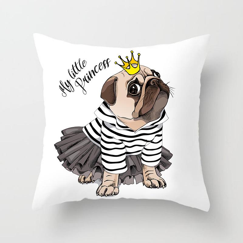 45x45cm New Cartoon Dog Fighting Series Pillowcase Sofa Office Seat Car Cushion Cover Creative Ornament Home Decoration