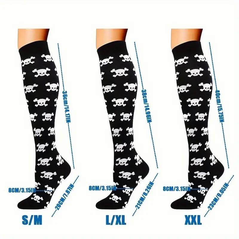 1/4 Pairs Men Women Compression Socks Fashionable Print Suitable Running Hiking Cycling Sports Compression Socks On the Knees