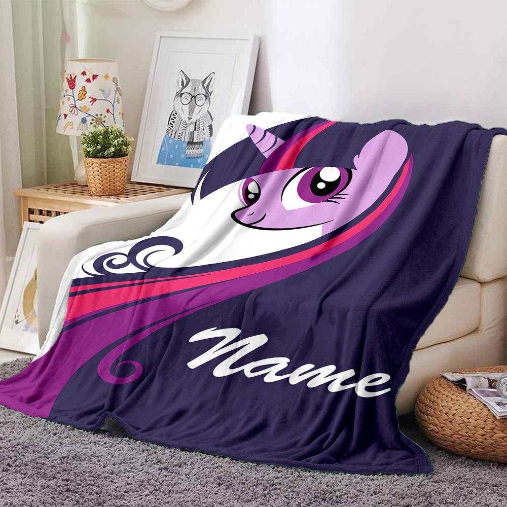 Custom Name Rainbow Pony Adventure Party Blanket For Couch Bed Plush Cozy Fuzzy Blanket Super Soft Warm Blankets For Fall And Winter 0916127
