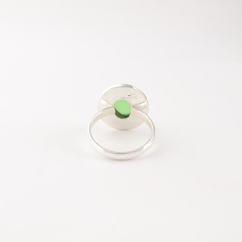 Green Cat's Eye Gemstone 925 Sterling Silver Jewelry Handmade Bridesmaid Ring RR-62-44