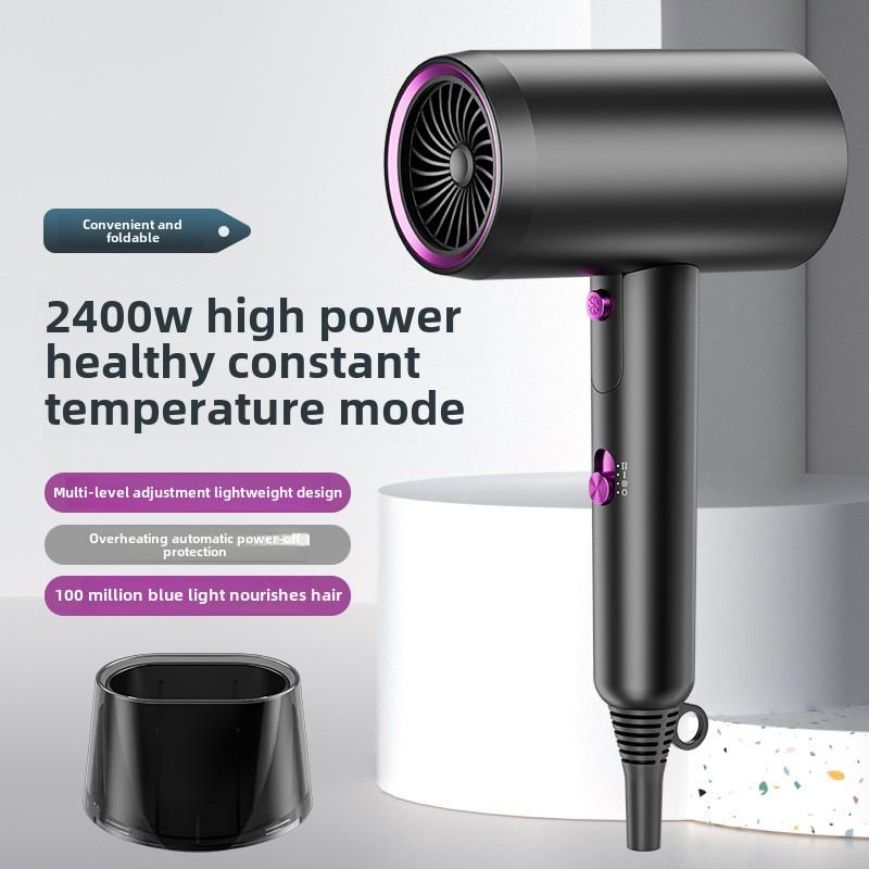 High-Power Ionic Portable Mini Hair Dryer with Hot/Cold Air Three-Speed Foldable Design for Household Use