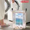 Collapsible Laundry Basket Large Round Waterproof Fabric Hamper Dirty Clothes Storage Bin Toy Organizer with Handles