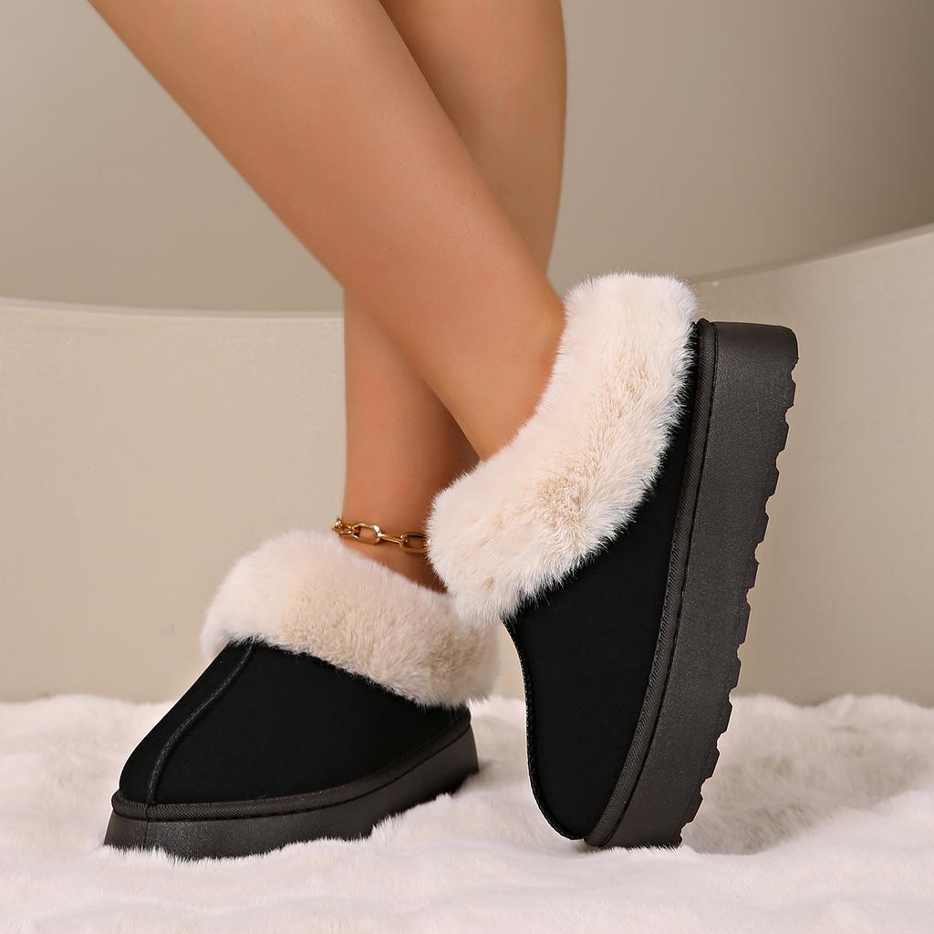 Mode 2024 Neue Schneestiefel Winter Damen Hausschuhe Tragen Warm Plüsch Baumwollschuhe Retro Schneestiefel
