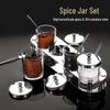 3-Piece Stainless Steel & Glass Kitchen Spice Jar Set