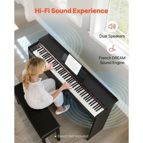 VEVOR Weighted Digital Piano, 88 Keys Fully Weighted, Electric Piano Keyboard with Furniture Stand, Power Adapter, Triple Pedal, 680 Tones