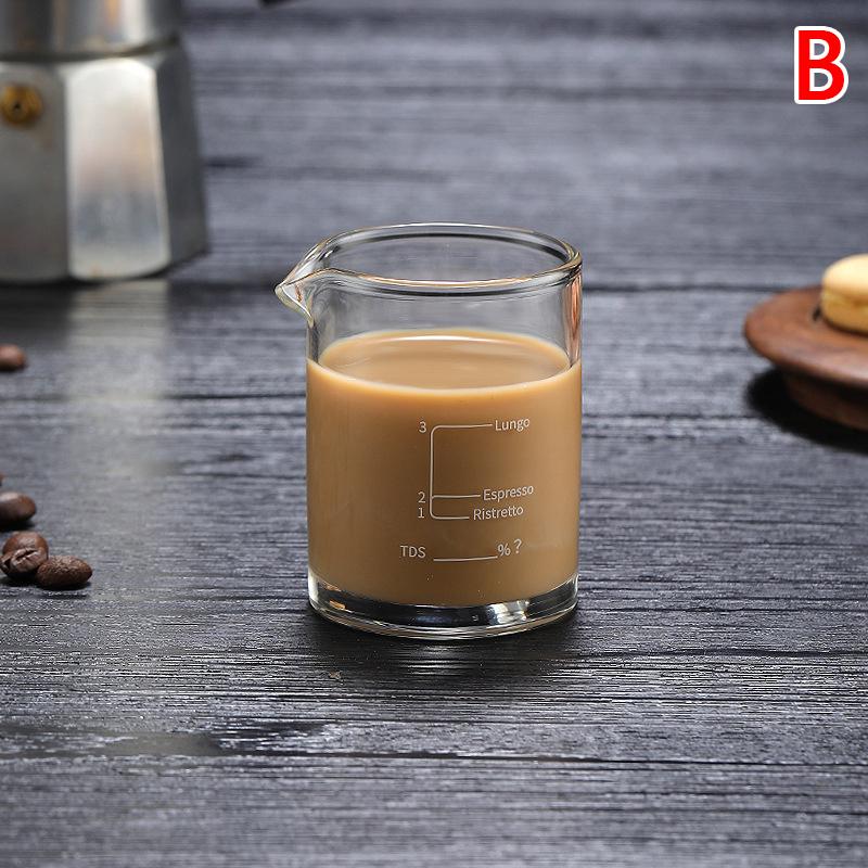 

70/150 мл Ширина стакана для молока со шкалой Термостойкое стекло Мерный стакан Джиггер для кофе эспрессо Двугорлая чашка для унции