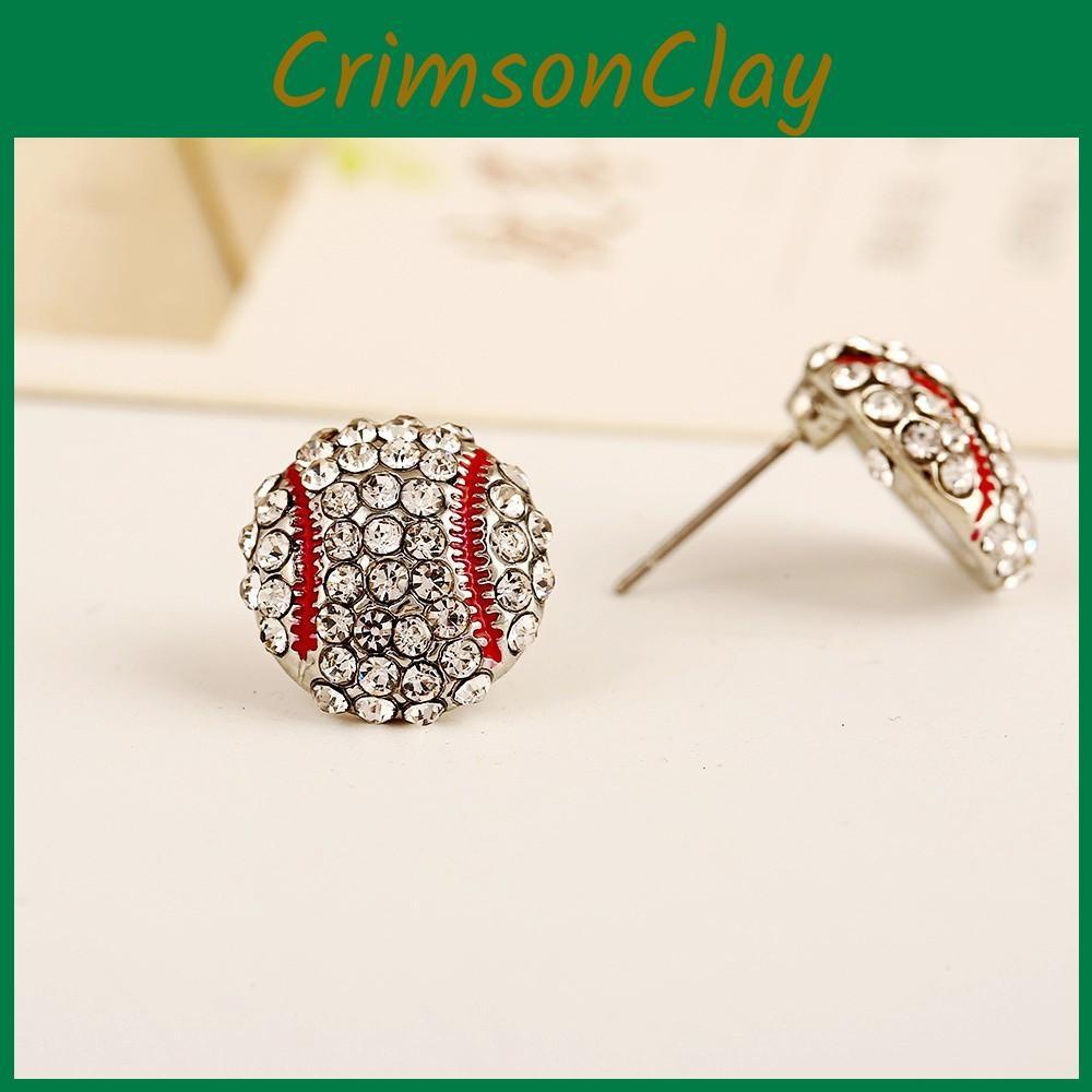 Basketball Trend Spring Baseball Volleyball Earrings With Sparkling Zirconia