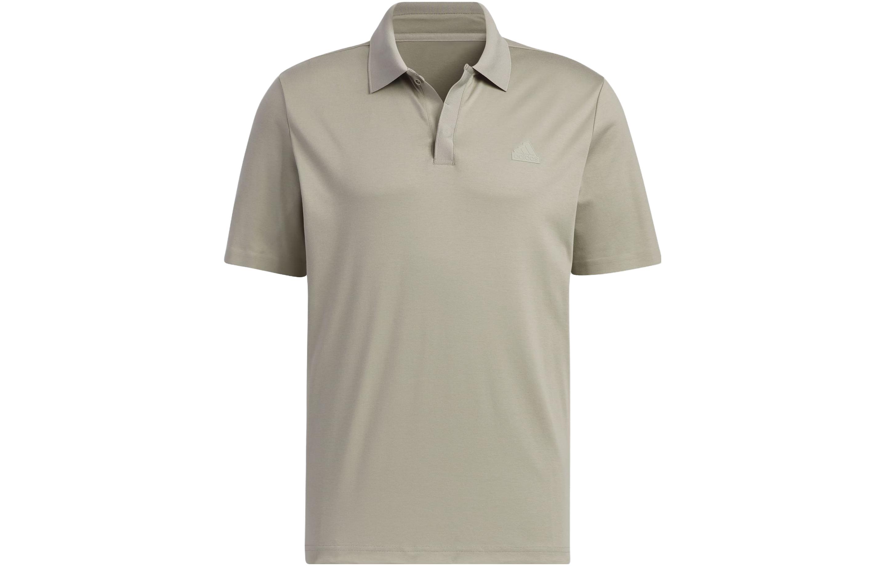 Adidas Polo Shirts Men s Pebble Silver Gray Polo Collar Moderate Straight Fit IS4949 S