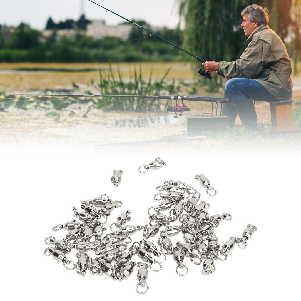 50pcs Ball Bearing Swivels Connector High Strength Stainless Steel  Welded Rings Barrel Swivels