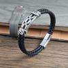 Lucky Cloud Chain Pattern Leather Bracelet Simple Magnetic Buckle Stainless Steel Braided Bracelet Men's Jewelry Gift Wholesale