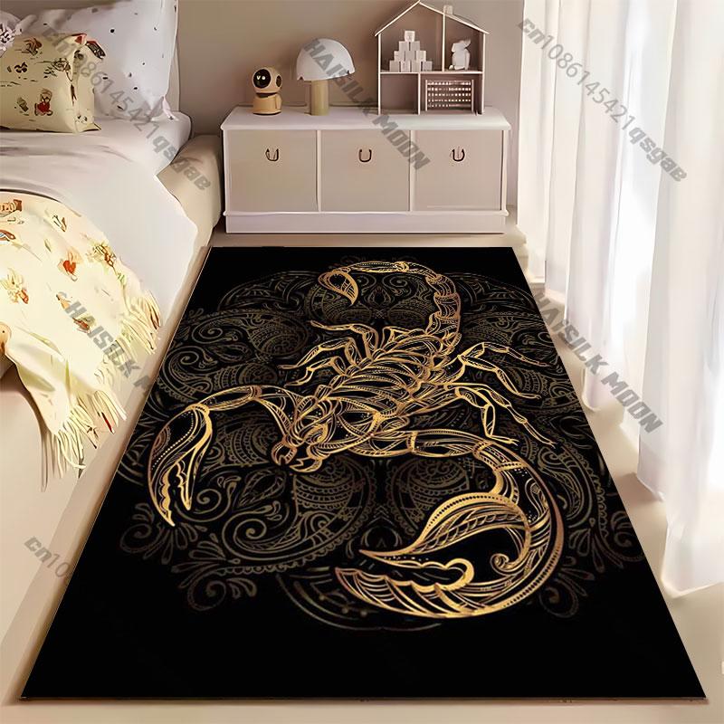 Golden ornamental scorpion design carpet Yoga living room room decor children's crawling mat doormat area rug games mat