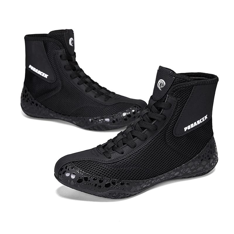 Men's Boxing Shoes High-top Free Sparring Wrestling Shoes Anti-slip Gym Training-specific Sneakers Martial Art Shoes