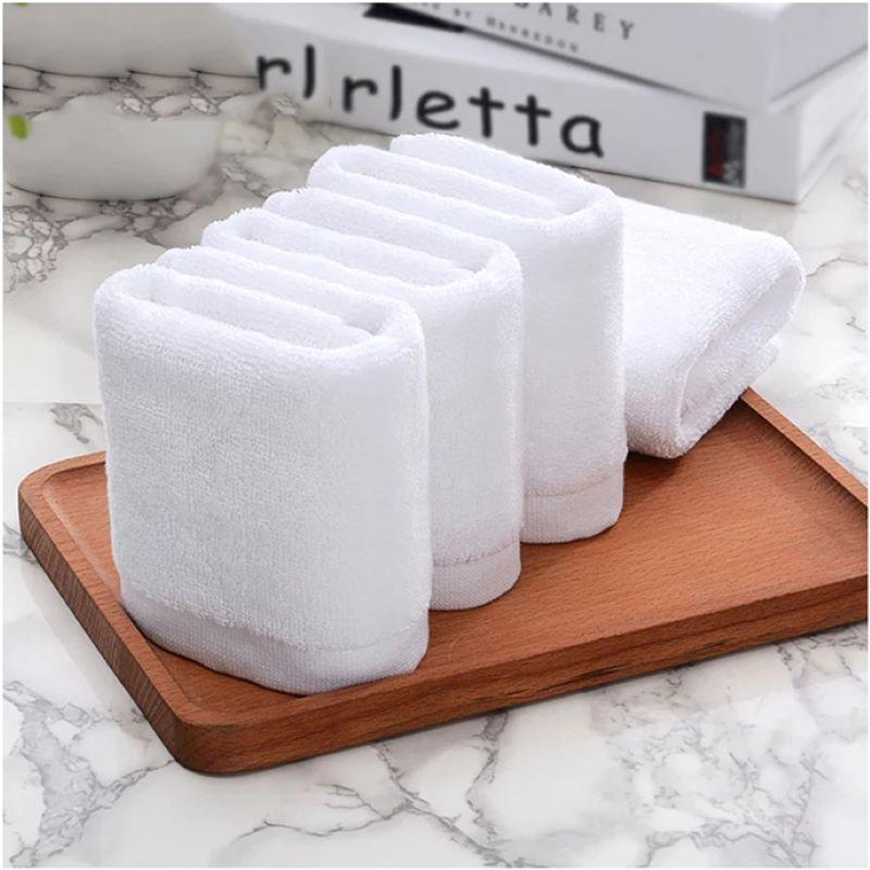 5 Star Hotel Face Hand Bath Towel Set 100% Cotton White Custom Logo Quick Dry Woven Solid Color Square Design