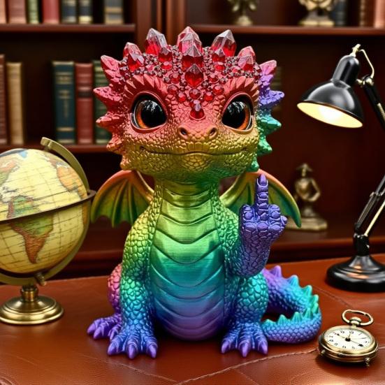 Baby Dragon Figurine Cheeky Dragon Statue Collectible Flip-off Baby Dragon
