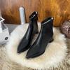 2025 Autumn and Winter Fashion Versatile Foreign Style Pointed Head Thin Medium Heel Thick Heel Temperament Comfortable Simple Small Short Boots Women