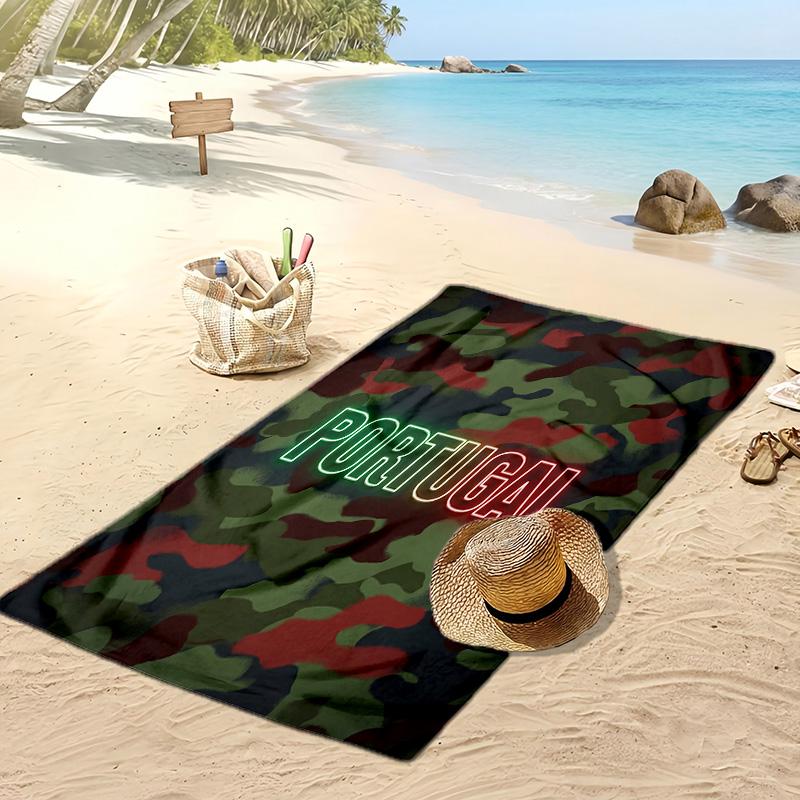 Asciugamano da Spiaggia Stampa Calcio Portogallo Asciugatura Rapida Super Assorbente Morbido Asciugamano da Bagno per Nuoto Spiaggia Viaggio Souvenir Regalo