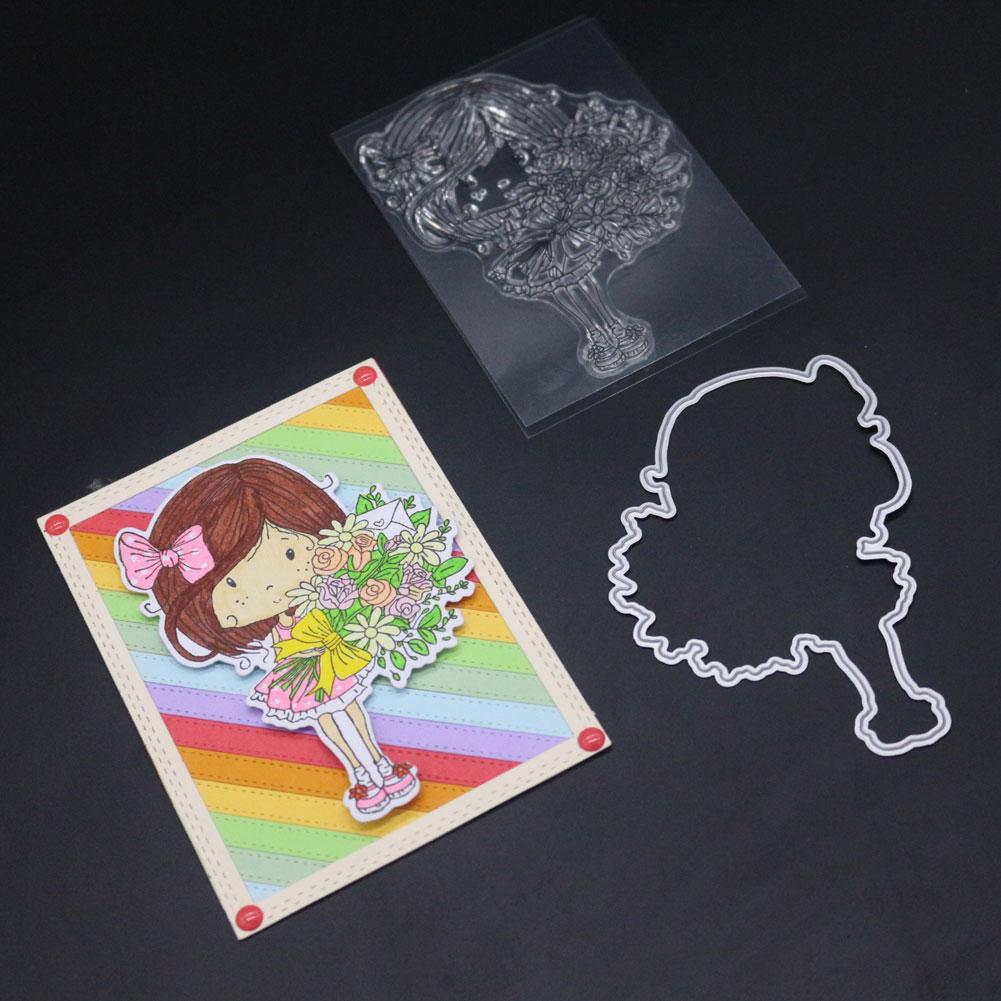 Borda de Buquê de Menina Estêncil Metálico Prateado Corte e Relevo Morre Para Scrapbooking DIY Álbum de Papel Cartões Fabricação