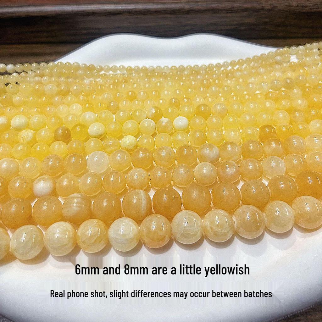 Natural Beige Jade Round Beads for DIY Bracelets, Necklaces & Jewelry Accessories - Amber Jade Loose, Semi-Finished Beaded Strand.