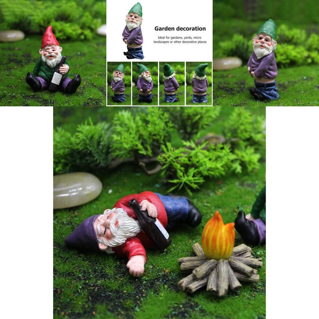 Creative Miniature Naughty Gnome Statues Set For Colorful Garden Ornamentation