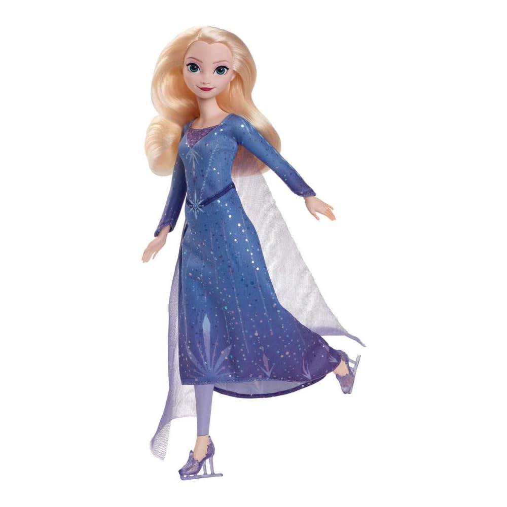 Mattel Disney Frozen Elsa Ice Skating Doll Playset with House for Pretend Play Ages 3 and Up Blue