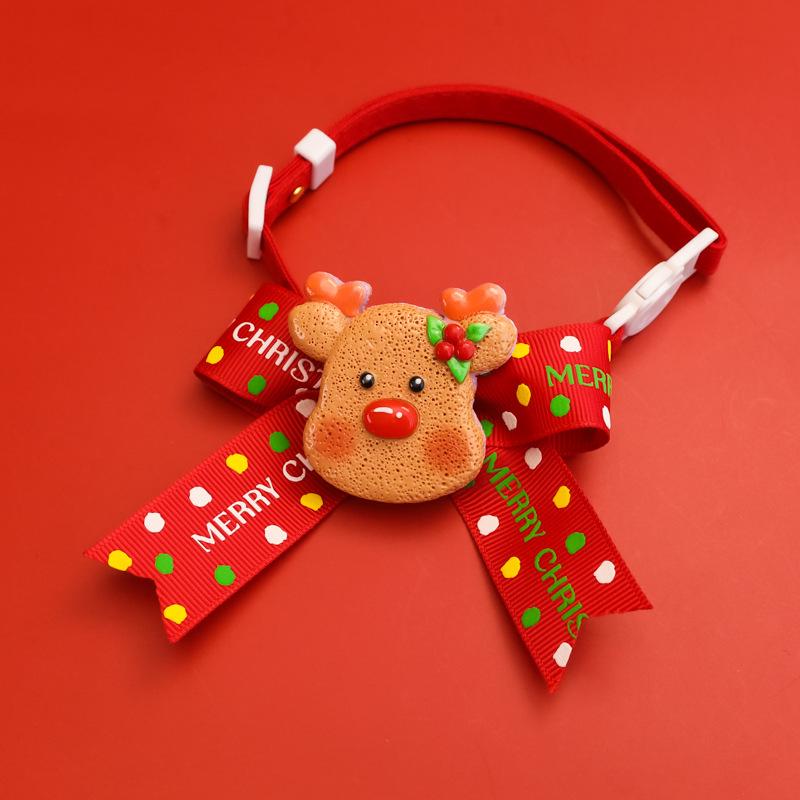 Festive Cartoon Collar with Cute Bow for Cats & Dogs - Silent Red Christmas Necklace Decoration
