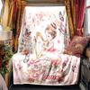 Floral Girl Playing Harp Rv Customize Your Name Blanket Soft Lightweight Allseason Multipurpose Blanket For Travel Camping Picnics Sofa Caravan Bed