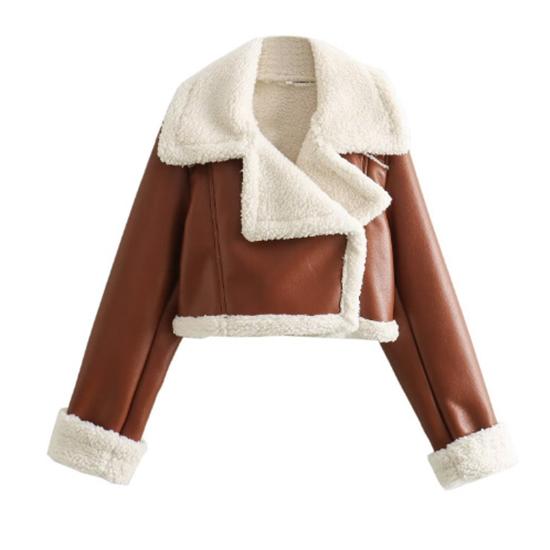 Autumn and Winter Women's Fashion Fur One Short Street Spice Biker Suit Jacket