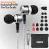 Sephia SP3060 Metal Headphones with Earbud Compatible with and More Tangle-Free In-Ear Bass-Driven Sound, 3.5mm Jack, S/M/L Tips, Samsung, Android,
