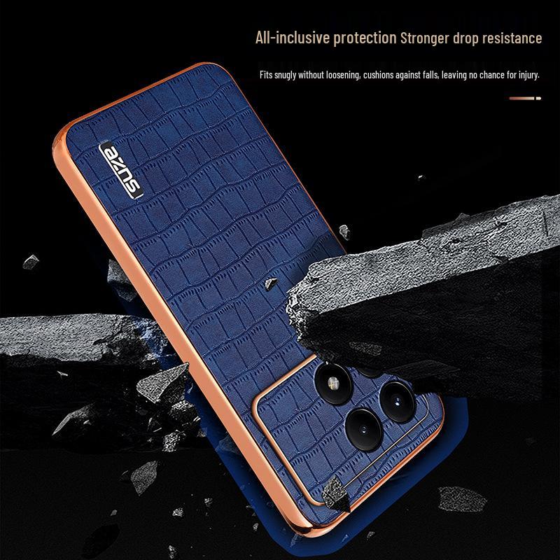 Xiaomi 15 Electroplated Crocodile Pattern Phone Case - Redmi K80/POCO F7Pro Anti-Fall Business Cover