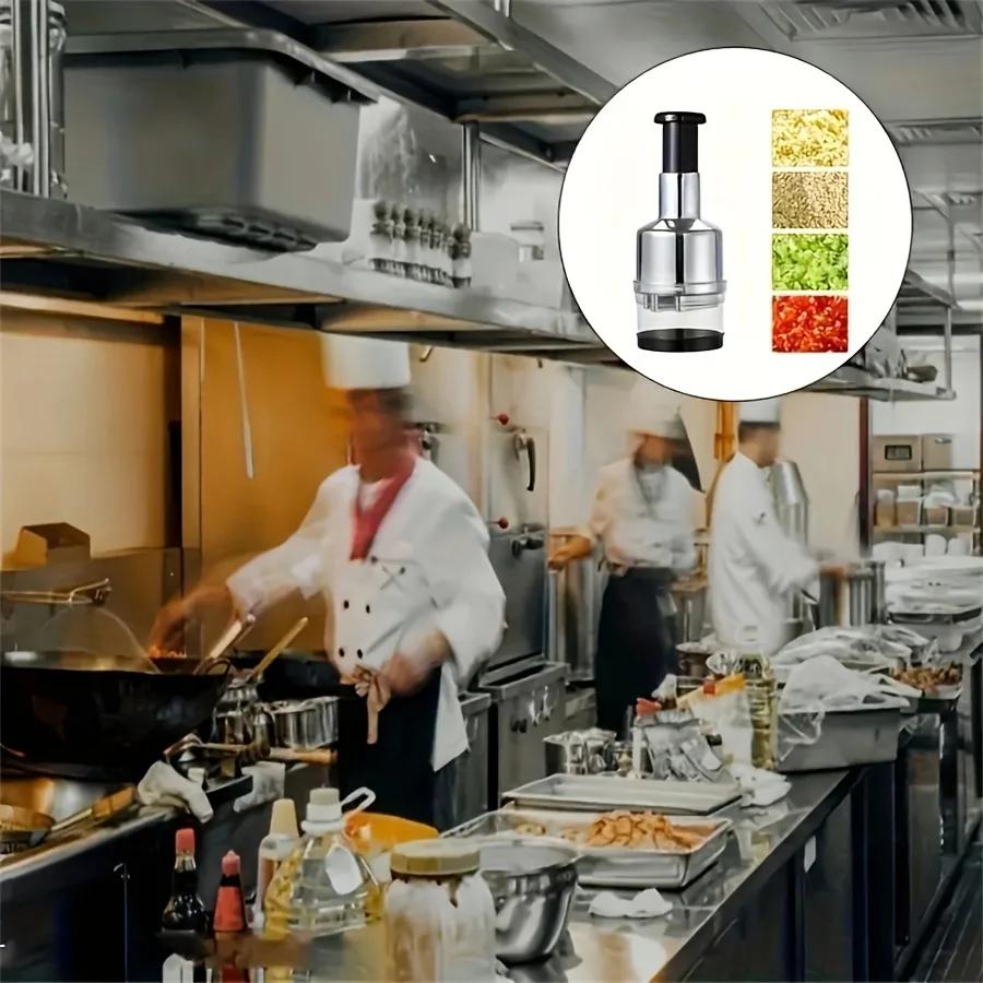 Kitchen Manual Tools Vertical Hand Press Garlic Cutter Chopper Onion Nuts Cutter Vegetable Food Chopper with Storage Container