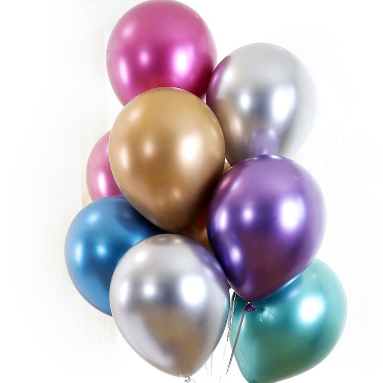 QAKGL 50 Pc Chrome Metal Color Party Decoration Balloons 12'' Latex Round Balloon Birthday Party Balloons Metallic