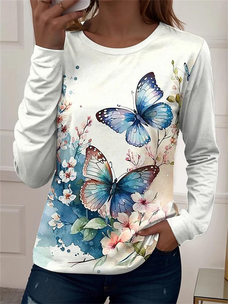 New Autumn Women's Long-Sleeved 3D Abstract Art Print Crew Neck Casual T-Shirt Fashionable and Trendy Street Style Top