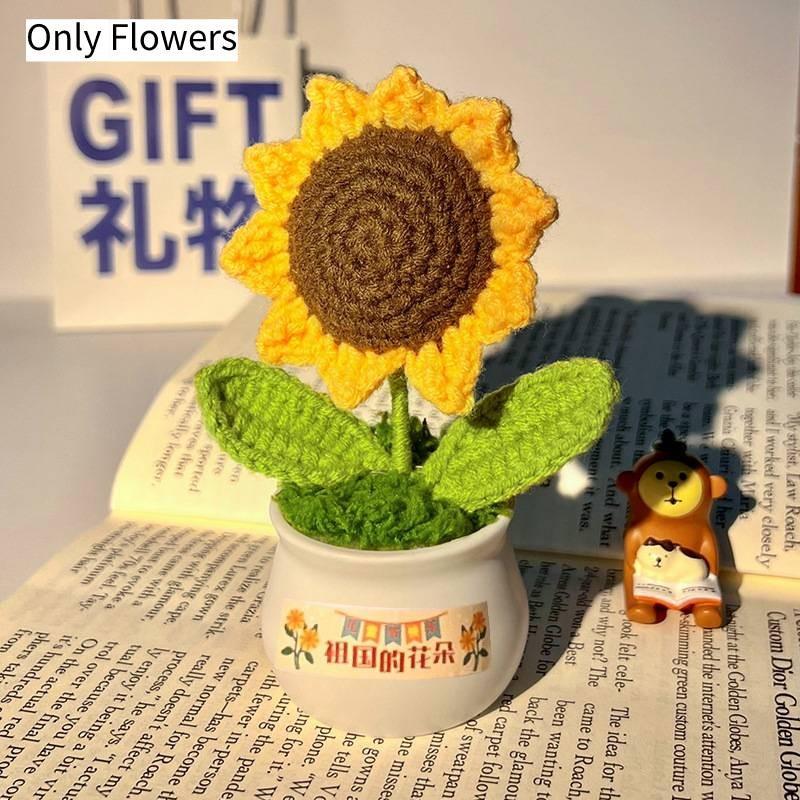 Zombies Vs Plants Knitted Sunflower Potted Ornament Home Decor Girls Gift