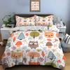 Cartoon Forest Animals And Plants Bedding Set For Kids Luxury Gift 3Pcs Digital Print Comforter Set Soft Comfortable Breathable
