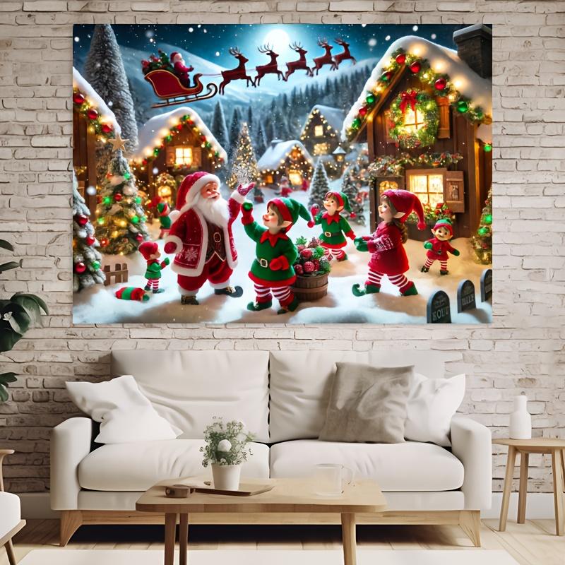 Santa Claus Village Christmas photography background holiday theme suitable for studio shooting