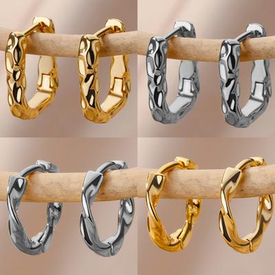 Pendientes de Aro Cuadrados en Forma de U para Mujer Pendientes Circulares de Acero Inoxidable de Lujo Tendencia Nuevos en Joyería Estética Femenina aretes