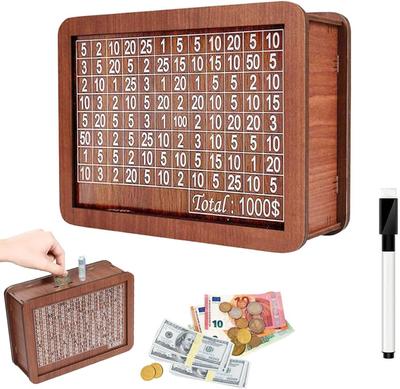 Cash Vault Wooden Savings Box, Wooden Cash Saver Money Box, Cash Saver Box, Money Box with Counter, 10,000 Savings Challenge Box, Saving Box for Cash